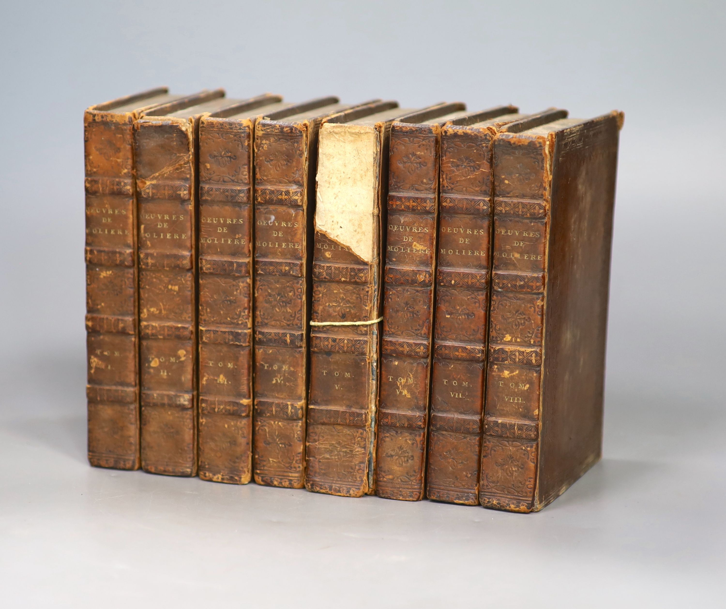 Moliere- Oeuvres de Moliere, 8 vols, 12mo, calf, text in French, London, 1809